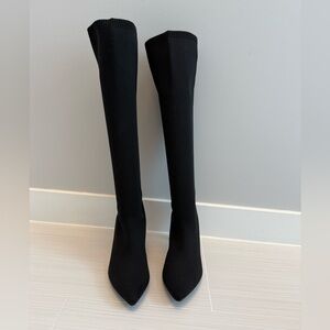 Elegant Black Knit Sock Boots Size 9